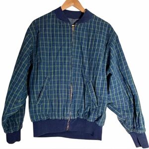 Vintage 80s The Gap Workforce Reversible Plaid Bomber Jacket Men’s Large